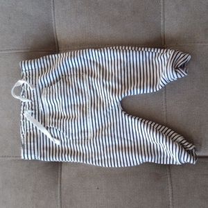 First impression white sweat pants with black stripes
